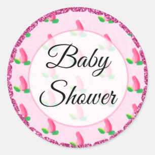 Baby shower Roze Rosebud Stickers