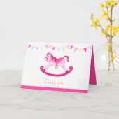 Baby shower roze rotting paard waterverf kunst kaart (Gele Bloem)