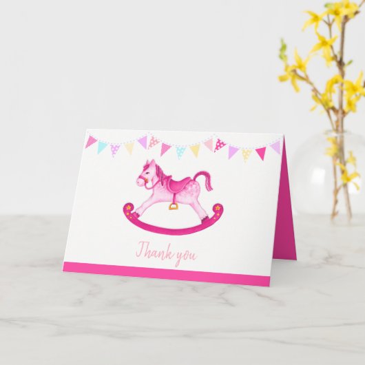 Baby shower roze rotting paard waterverf kunst kaart (Gele Bloem)