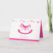 Baby shower roze rotting paard waterverf kunst kaart (Voorkant)