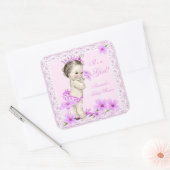  Baby shower  roze roze bloemen Vierkante Sticker (Envelop)