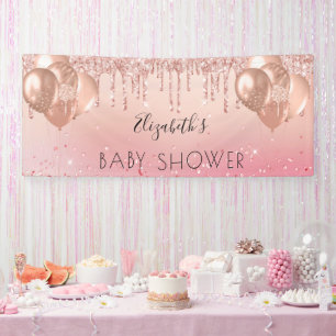 Baby shower roze roze goudballonnen spandoek