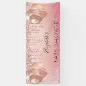 Baby shower roze roze goudballonnen spandoek (Verticaal)