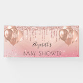 Baby shower roze roze goudballonnen spandoek (Horizontaal)