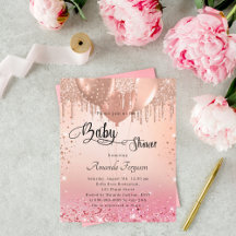Baby shower roze roze gouduitnodiging