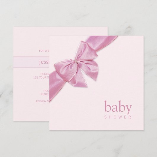 Baby shower roze roze kaart (Voorkant / Achterkant)