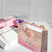 Baby shower roze roze roos goud glitter druppelt b groot cadeauzakje