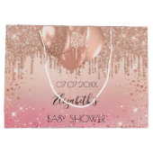 Baby shower roze roze roos goud glitter druppelt b groot cadeauzakje (Achterkant)