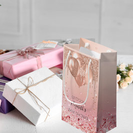 Baby shower roze roze roos goud glitter druppelt b klein cadeauzakje