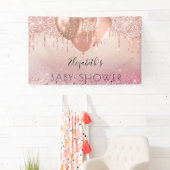 Baby shower roze roze roos goud glitter meisjesbal spandoek (Insitu)