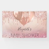 Baby shower roze roze roos goud glitter meisjesbal spandoek (Horizontaal)