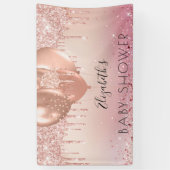 Baby shower roze roze roos goud glitter meisjesbal spandoek (Verticaal)