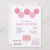 Baby shower roze roze rotsroebel om pom Poms uit t Kaart (Voorkant)