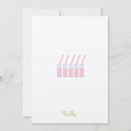 Baby shower roze roze rotsroebel om pom Poms uit t Kaart (Achterkant)