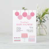 Baby shower roze roze rotsroebel om pom Poms uit t Kaart (Staand voorkant)