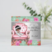 Baby shower roze roze roze Floral Kaart (Staand voorkant)