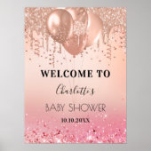 Baby shower roze roze roze goud glitter welkom poster (Voorkant)