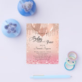 Baby shower roze roze roze goudprijs uitnodiging flyer (Enkel)
