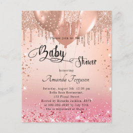 Baby shower roze roze roze goudprijs uitnodiging flyer