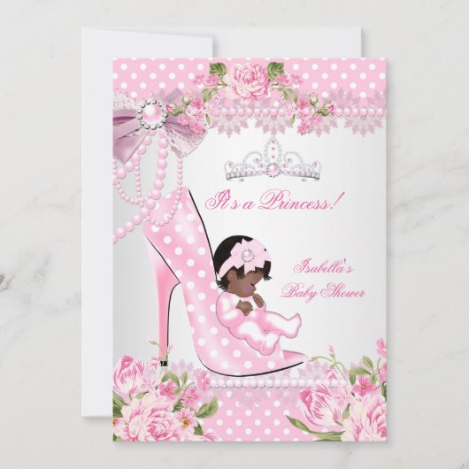 Baby shower roze roze roze roodkebaars hoog kaart (Voorkant)