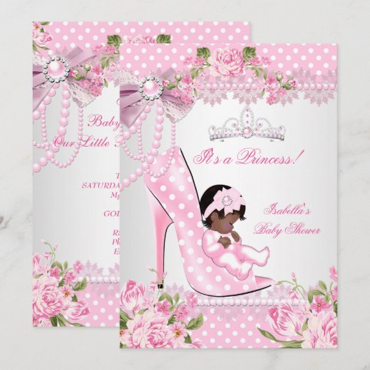 Baby shower roze roze roze roodkebaars hoog kaart (Voorkant / Achterkant)