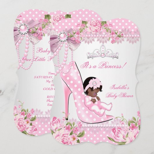 Baby shower roze roze roze roodkebaars hoog kaart (Voorkant / Achterkant)