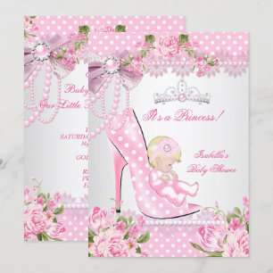 Baby shower roze roze roze roze pols hoge hoogte B Kaart