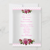 Baby shower roze roze rozen pols dots Kaart (Achterkant)