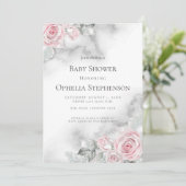 Baby shower Roze Rozen Kaart (Staand voorkant)