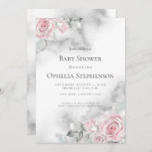 Baby shower Roze Rozen Kaart (Voorkant / Achterkant)