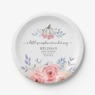 Baby Shower Roze Rozen Pompoen Bloemen Papieren Bordje