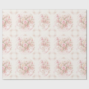 Baby Shower Roze Rozen Satijnen Lint Babyfles Cadeaupapier