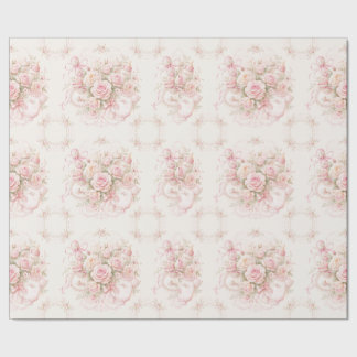 Baby Shower Roze Rozen Satijnen Lint Babyfles Cadeaupapier