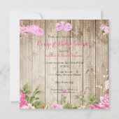 Baby shower Roze Rustic Wood Girl Blonde Kaart (Achterkant)