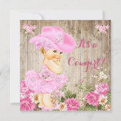 Baby shower Roze Rustic Wood Girl Blonde Kaart (Voorkant)