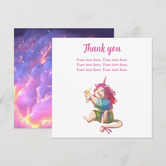 Baby shower roze schattig plat bedankje bedankkaart (Voorkant / Achterkant)