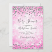 baby shower Roze Silver Glitter Winter Wonderland Kaart (Voorkant)