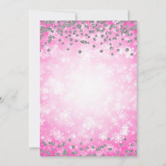 baby shower Roze Silver Glitter Winter Wonderland Kaart (Achterkant)