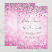 baby shower Roze Silver Glitter Winter Wonderland Kaart (Voorkant / Achterkant)