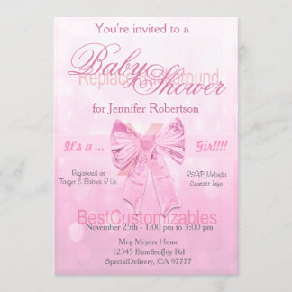 baby shower Roze Sjabloon Kaart