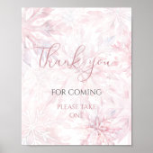 Baby Shower Roze Sneeuwvlok Bedankt voor uw komst Poster (Voorkant)