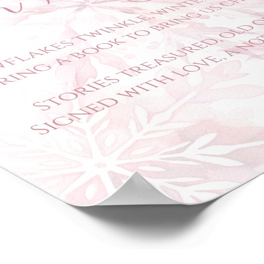 Baby shower Roze Sneeuwvlok Boeken voor Baby Poster (Hoek)
