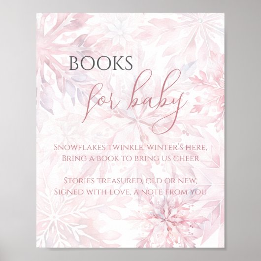 Baby shower Roze Sneeuwvlok Boeken voor Baby Poster (Voorkant)