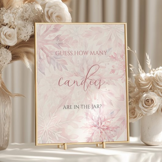 Baby shower Roze Sneeuwvlok Raad eens hoeveel Snoe Poster