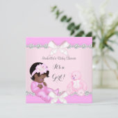  Baby shower Roze Speelgoed Beer Kaart (Staand voorkant)
