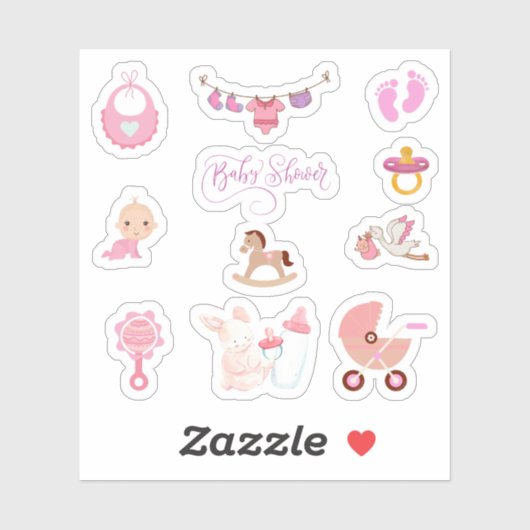 Baby shower Roze Stickers (Vel)