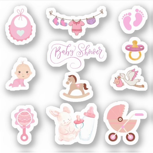 Baby shower Roze Stickers (Voorkant)