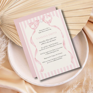 Baby Shower Roze Strik Lint Baby Meisje Modern Kaart