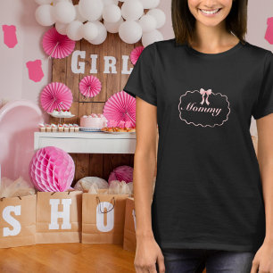 Baby Shower Roze Strik Meisje Coquette Mamy Op Maa T-shirt