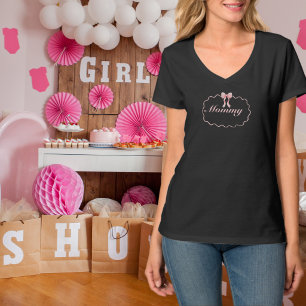 Baby Shower Roze Strik Meisje Coquette Mamy Op Maa T-shirt